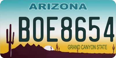 AZ license plate BOE8654