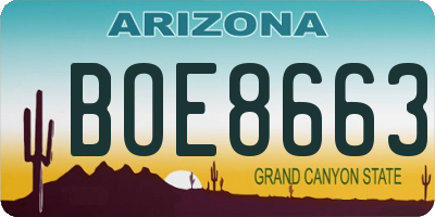 AZ license plate BOE8663