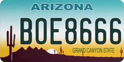 AZ license plate BOE8666