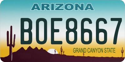AZ license plate BOE8667