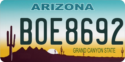 AZ license plate BOE8692
