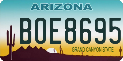 AZ license plate BOE8695