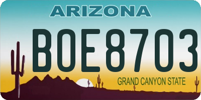 AZ license plate BOE8703