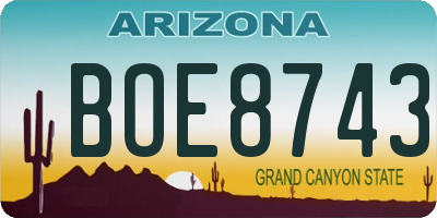 AZ license plate BOE8743