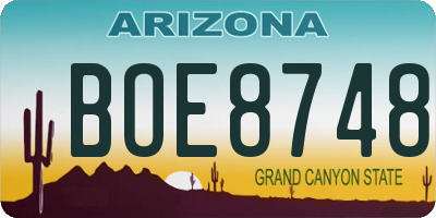 AZ license plate BOE8748