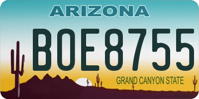 AZ license plate BOE8755