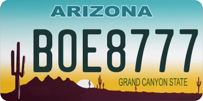 AZ license plate BOE8777