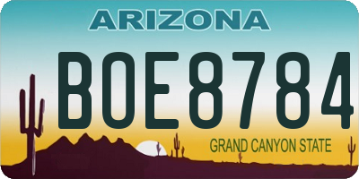 AZ license plate BOE8784