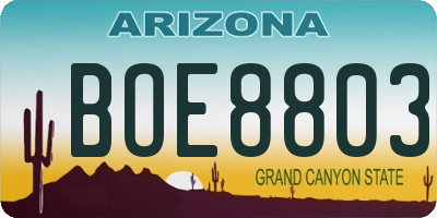 AZ license plate BOE8803