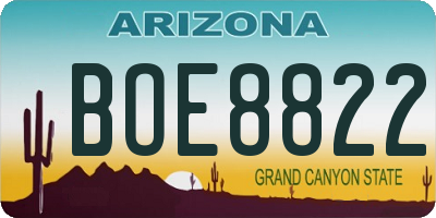 AZ license plate BOE8822