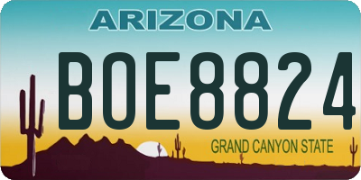 AZ license plate BOE8824