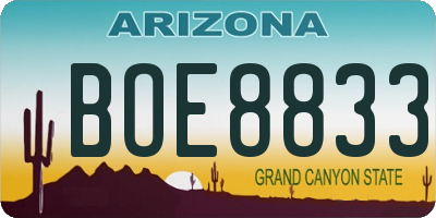 AZ license plate BOE8833