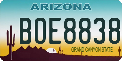 AZ license plate BOE8838