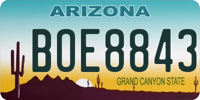 AZ license plate BOE8843