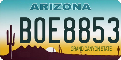 AZ license plate BOE8853