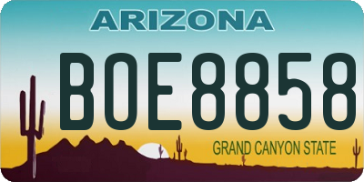 AZ license plate BOE8858