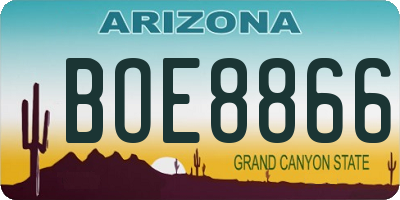 AZ license plate BOE8866