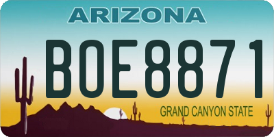 AZ license plate BOE8871