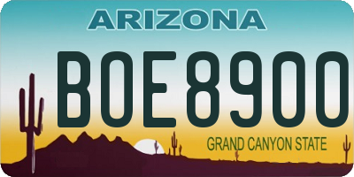 AZ license plate BOE8900