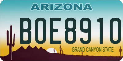 AZ license plate BOE8910