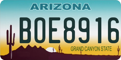 AZ license plate BOE8916