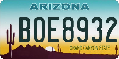 AZ license plate BOE8932