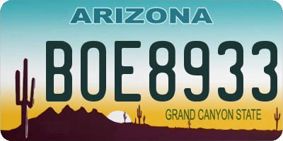 AZ license plate BOE8933