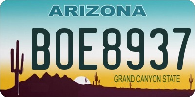 AZ license plate BOE8937