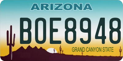 AZ license plate BOE8948
