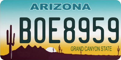 AZ license plate BOE8959
