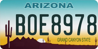 AZ license plate BOE8978