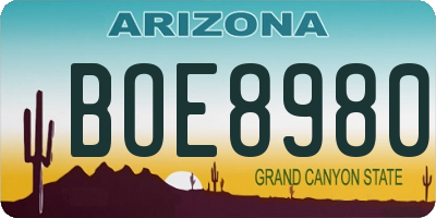 AZ license plate BOE8980