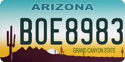 AZ license plate BOE8983