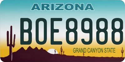 AZ license plate BOE8988