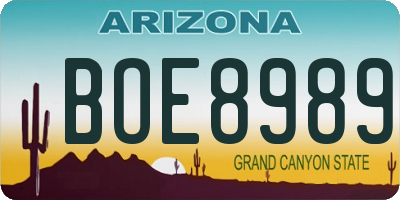 AZ license plate BOE8989