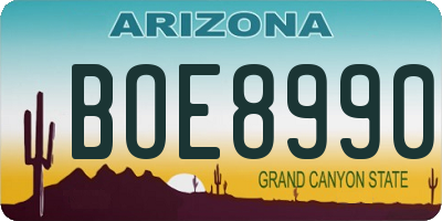 AZ license plate BOE8990
