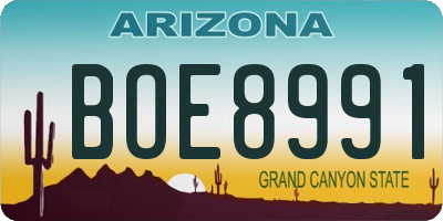 AZ license plate BOE8991