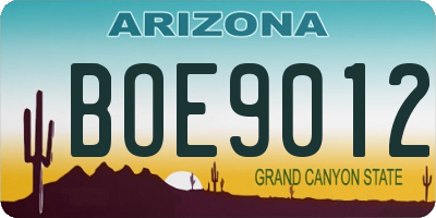 AZ license plate BOE9012