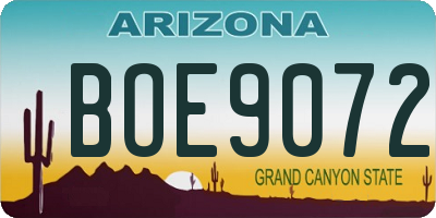 AZ license plate BOE9072
