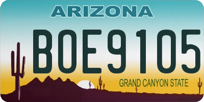 AZ license plate BOE9105