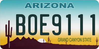 AZ license plate BOE9111