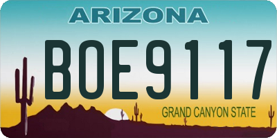 AZ license plate BOE9117