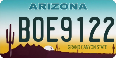AZ license plate BOE9122