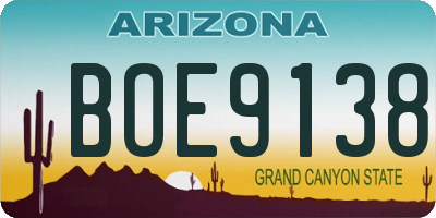 AZ license plate BOE9138