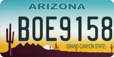 AZ license plate BOE9158