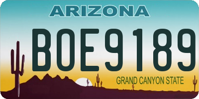 AZ license plate BOE9189