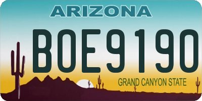 AZ license plate BOE9190