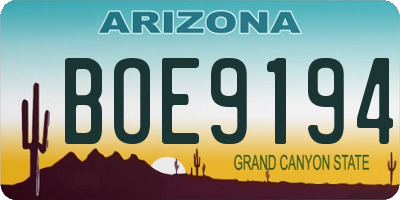 AZ license plate BOE9194
