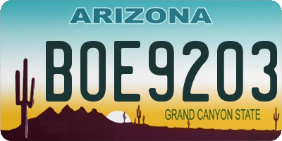 AZ license plate BOE9203