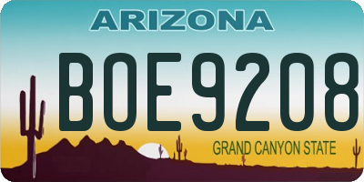 AZ license plate BOE9208